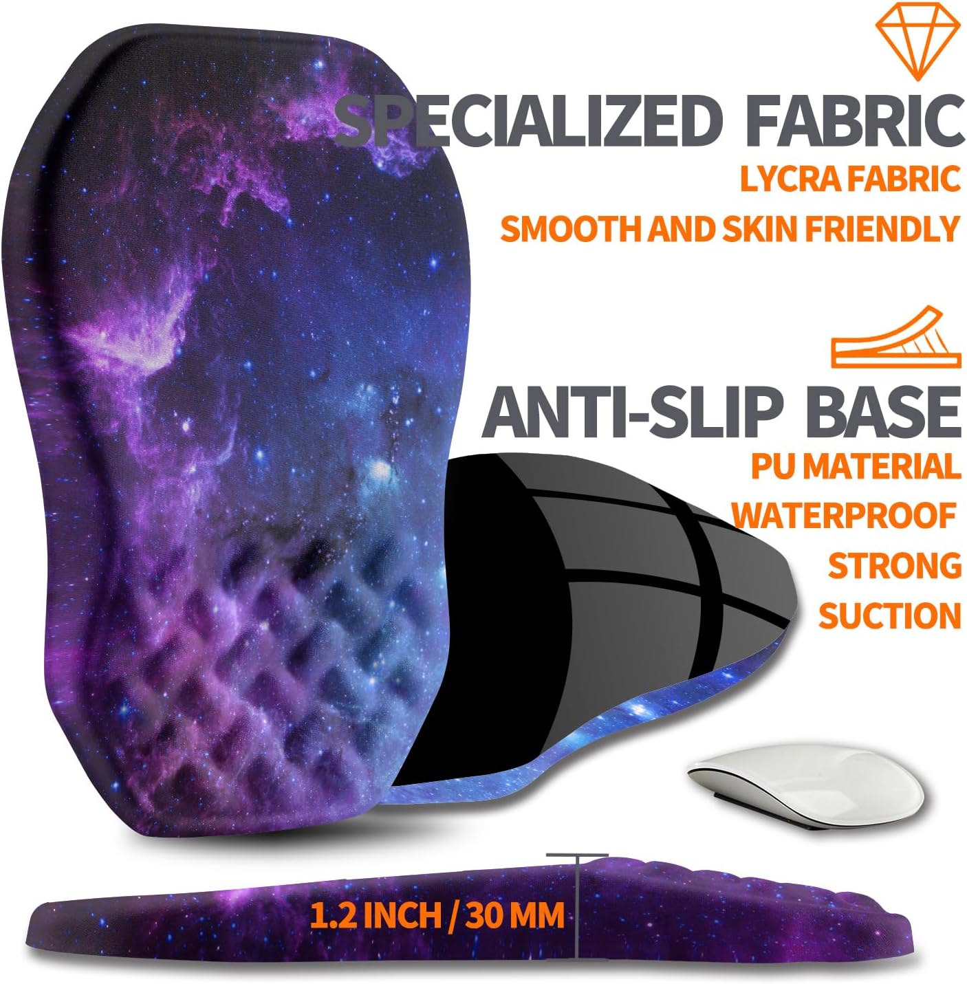 Ergonomic Slope Mouse Pad Wrist Support, Wrist Rest Mousepad for Carpal Tunnel Pain Relief with Massage Bulge and Slow Rebound Memory Foam (12x8 inch, Black)