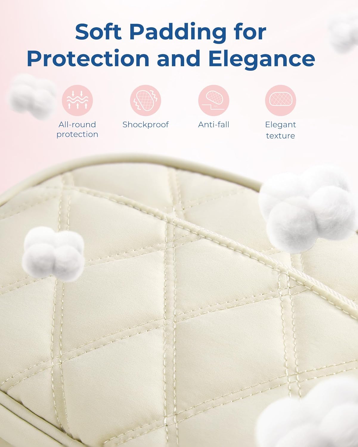 BAGSMART Electronics Organizer Travel Case, Cord Organizer for Women, Travel Cable Bag (Beige)