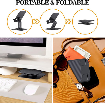 OCYCLONE iPad Stand, 360° Rotating Adjustable Foldable iPad Tablet Stand Holder for Desk Compatible with Kindle Tablet iPad 4" - 15.6" Portable Monitor Stand, Black