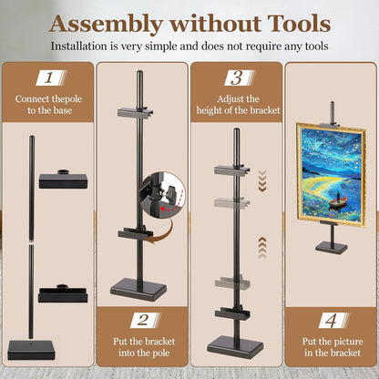 1pcs Adjustable Tabletop Easel Stand for Picture Frames, Picture Easels for Display, Gold Easel, Picture Frame Stand, Adjustable Art Easel.(18inch,Black)