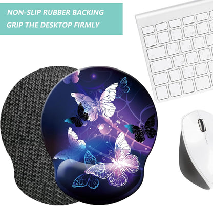 Mouse Pad with Wrist Support, Ergonomic Mouse Pad with Memory Foam Wrist Rest Cushion, Non-Slip Rubber Base Gaming Mice Pad for Home Office Computer Laptop, Flowers Grass