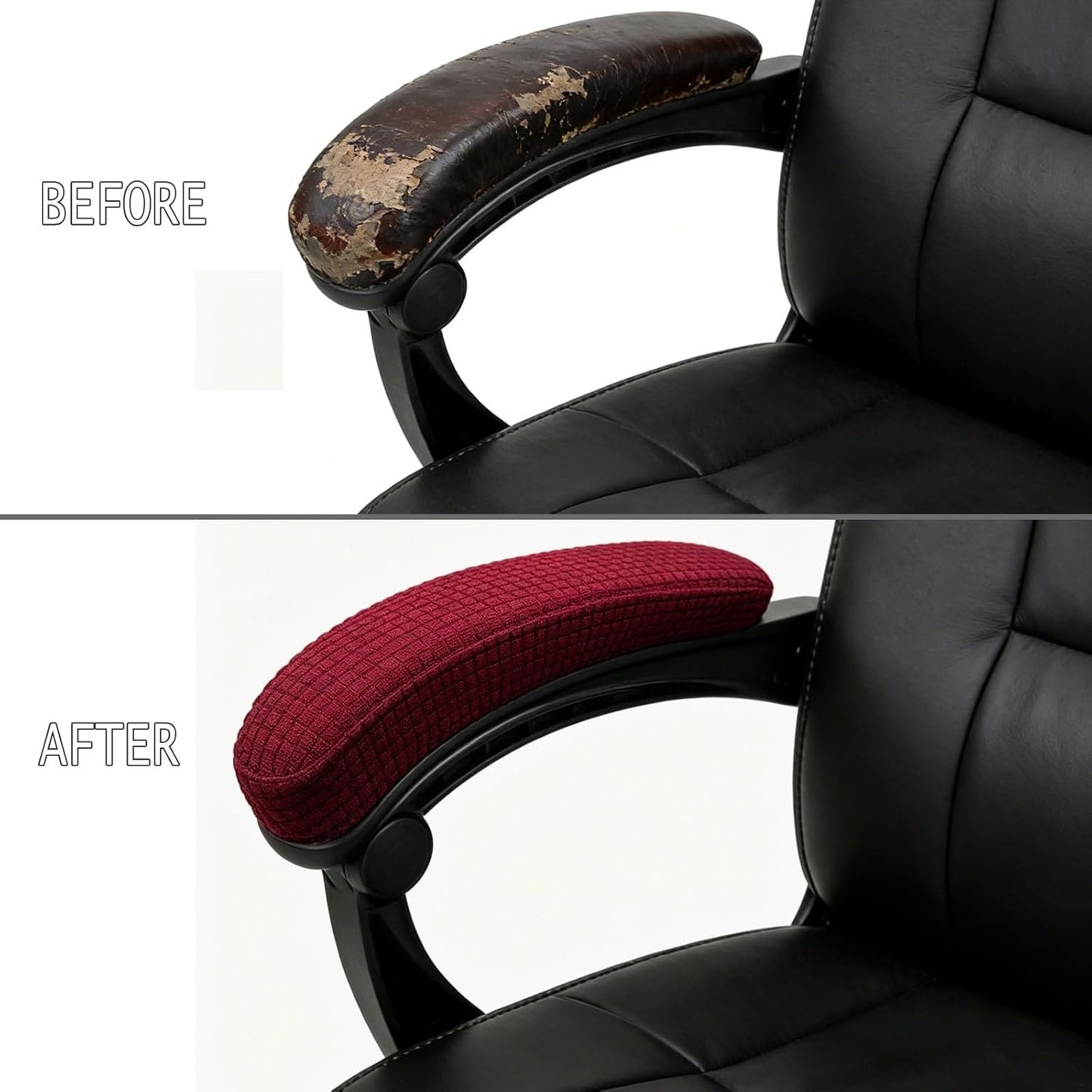 Melaluxe Stretch Office Chair Armrest Covers, Arm Rest Slipcovers (Black)