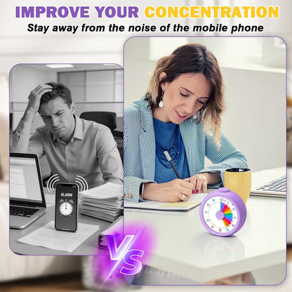 Mwellewm Visual Timer for Kids, 60 Minute Time Digital Pomodoro Timer Countdown with Silent Pause Function for Classroom Kitchen Study Cooking Meetings ADHD Rainbow Pattern(Blue)