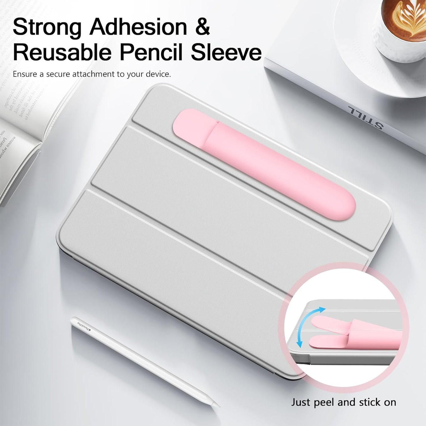MoKo Pencil Case Holder, Adhesive Silicone Pencil Protected Sleeve Compatible with Apple Pencil Pro/ (USB-C)/ 1st/ 2nd Generation, Similarly Sized Styluses Accessories, Black