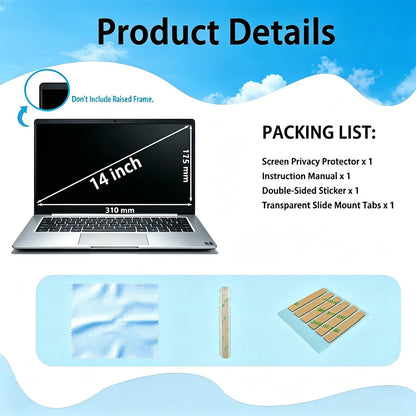 Laptop Privacy Screen 16.1 inch 16:9, 26° Anti Peeping Removable Anti Glare Blue Light Filter Compatible with All 16.1” 16:9 Laptops Portable Monitors