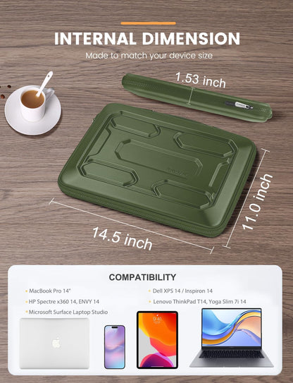 DOMISO 15.6 inch Laptop Sleeve with Handle Shockproof Computer Bag Waterproof EVA Protective Carrying Case for 15.6" Lenovo Yoga 720 IdeaPad 310 320 ThinkPad T570/Dell Inspiron 15/HP Envy 15, Black