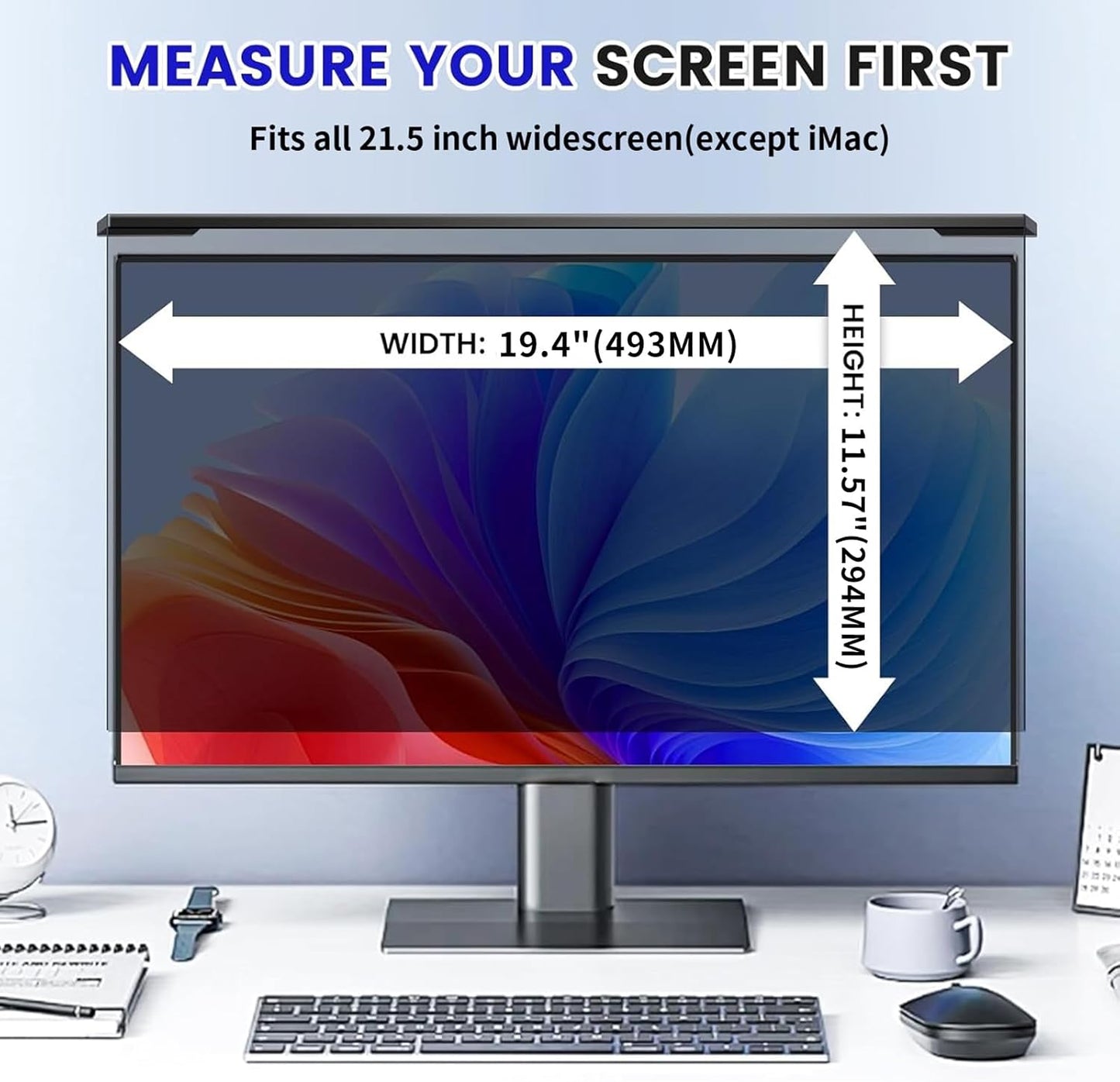 Hanging 21.5 Inch Computer Privacy Screen Filter, Hanging Computer Screen Privacy Cover, Compatible with, 21.5 Inch 16:9 Widescreen Monitors, Protect Eyes from Glare and Blue Light