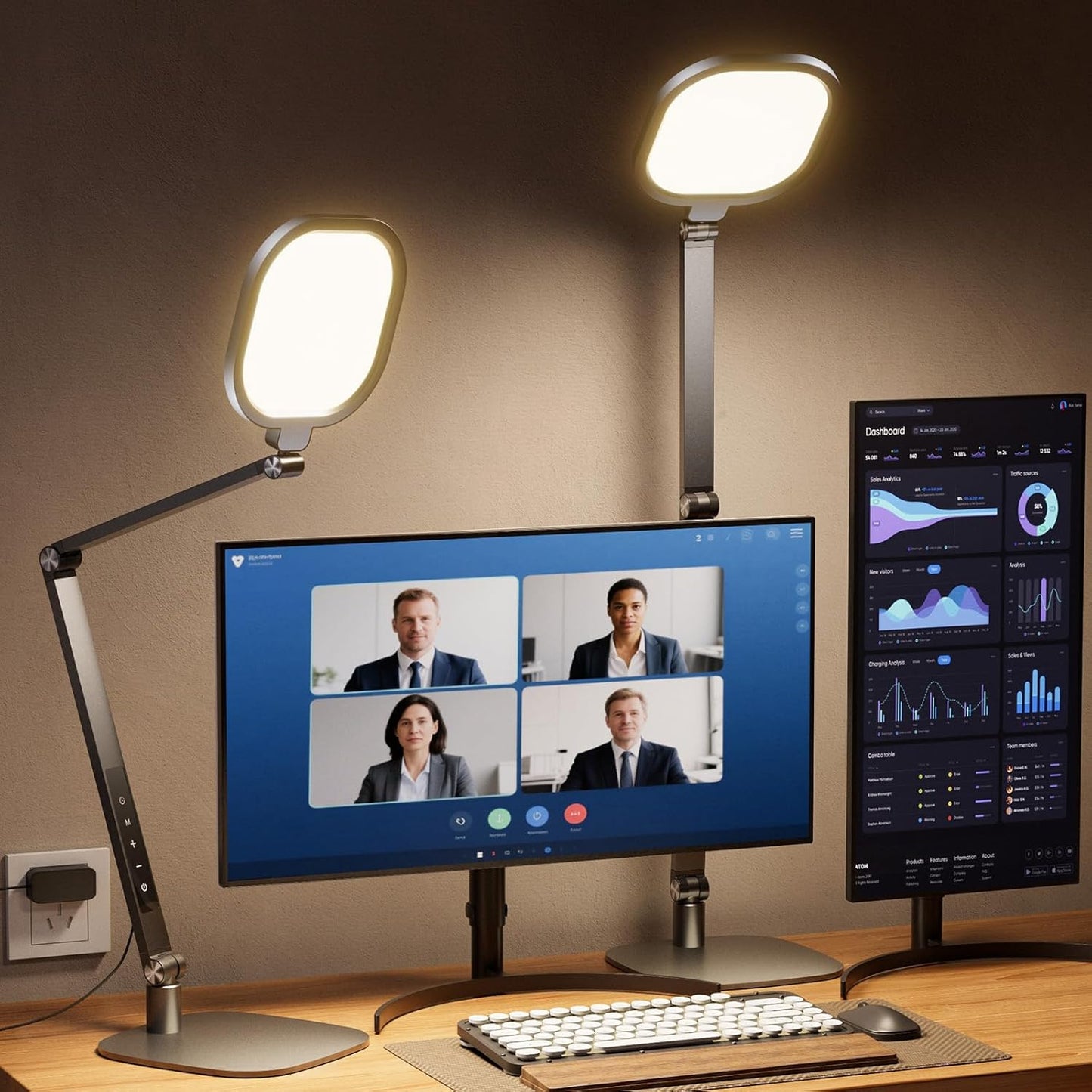 LitONES LED Desk Lamp for Home Office, 15W Desk Light with CRI >95, Memory & Timer Function, 1200LM Dimmable Computer Light for Video Calls, Conference, Reading, Study (White)