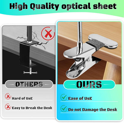 10X Magnifying Glass with Light, Clip on Mganifier with Light, 48 LED Desk Magnifying Glass wtih Clamp, 3 Modes Dimmable Magnifying LED Lamps for Bed Work Crafts DIY Repair