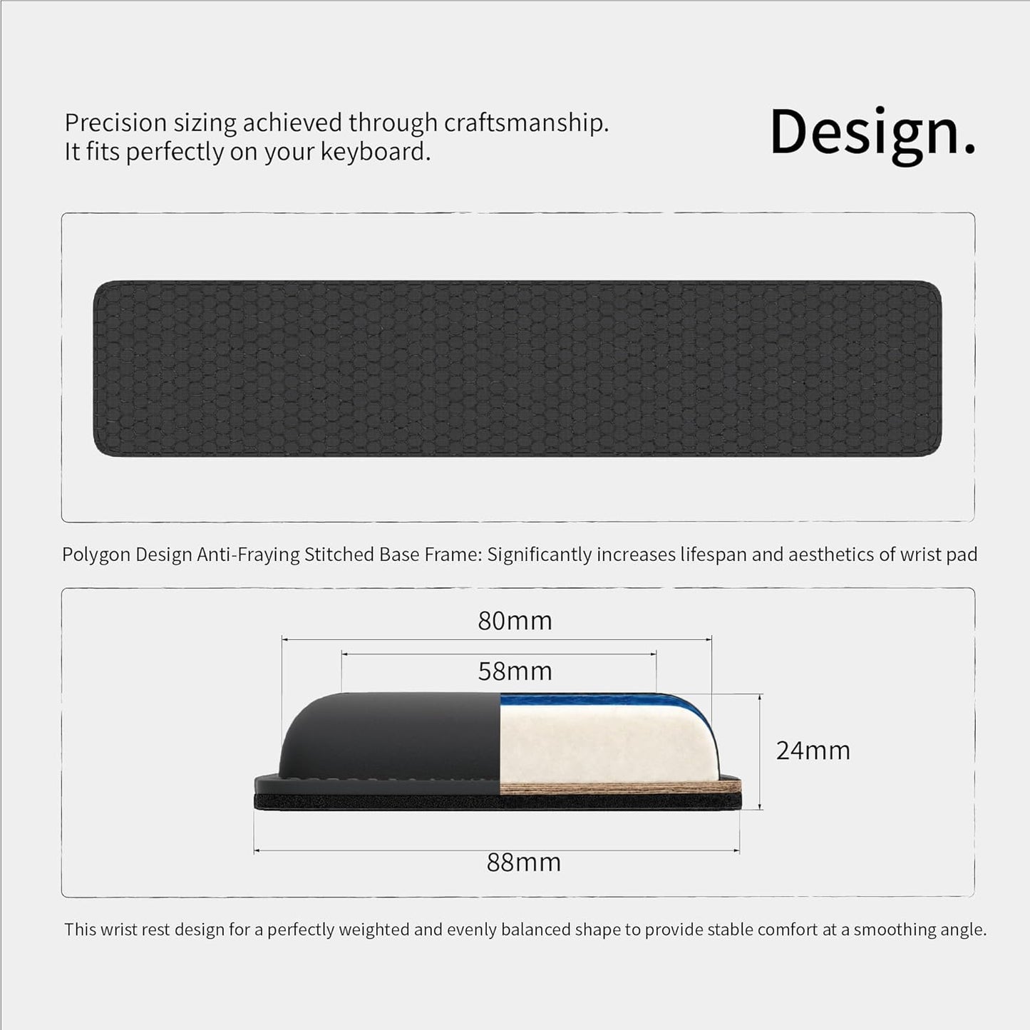 Faluber Cooling Gel Wrist Rest, 17.3-inch Length for Full-Sized Keyboard, Memory Foam Palm Rest with Non-Slip Footpad, Ergonomic Design, Stain Resistant, PC Accessory Gaming Gear (Large-Full Size)