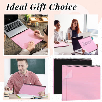 MotiMind 4 Pack Landscape Notebook Top Spiral Bound 11 x 9.5 Inch College Ruled Legal Pads Horizontal Notepad with Hole Punched Pages for Office School Meeting Project Notes Daily Use, White