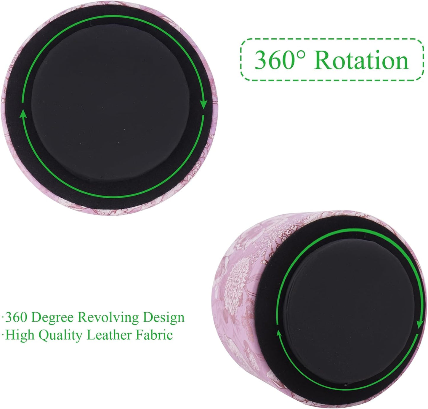 Round Leather Art Supply Organizer,Remote Control Holder,360 Degree Rotating,Multi-Functional Pencil Holder,4 Compartments Desktop Stationary Organizer(1-Fractal Flower) | Round - Colors A