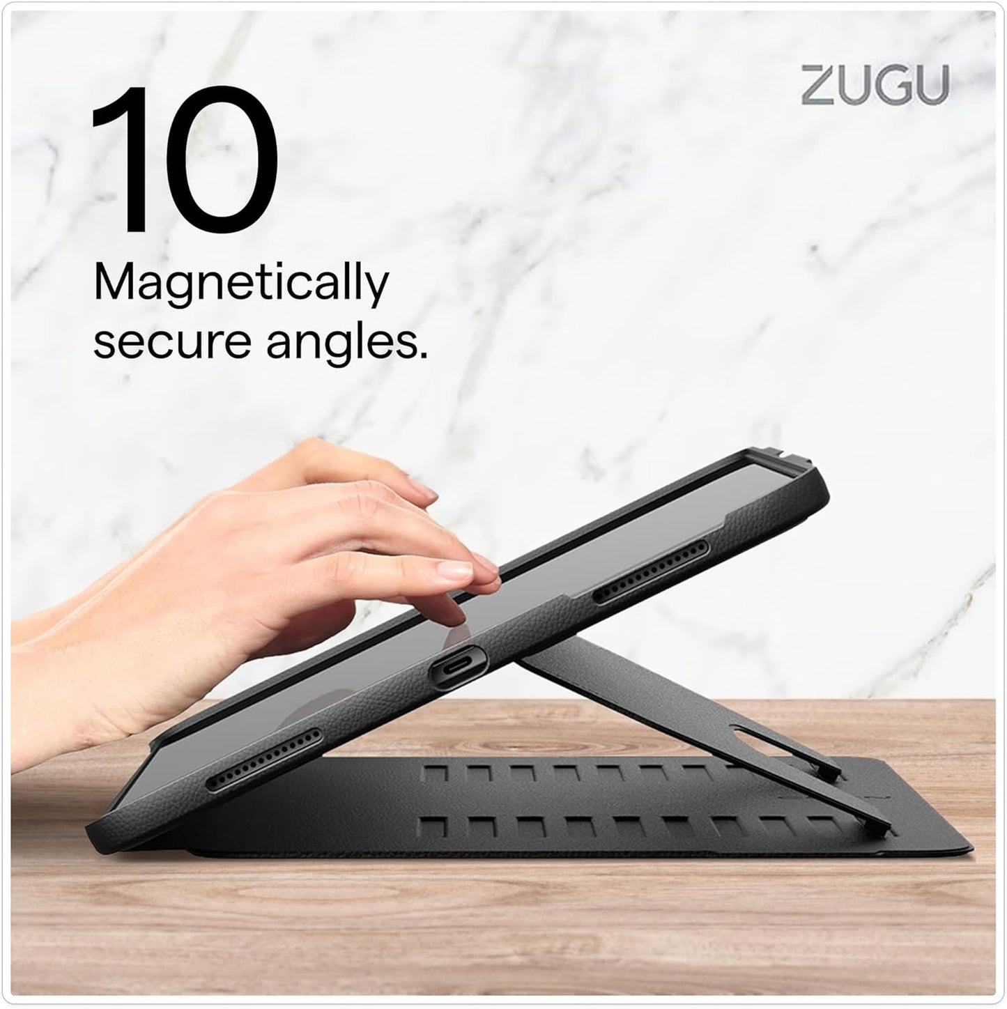 Zugu Case for iPad Air 13 Inch M4 2026, M3 2025 & M2 &/12.9 inch (3rd/4th Gen), Slim Protective Cover with Apple Pencil Charging & Storage, Auto Wake/Sleep, Multiple Viewing Angles (Black)