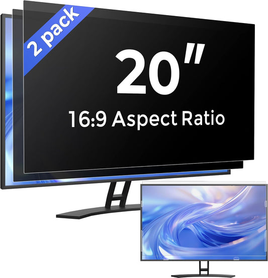 [2 Pack] 23.8 Inch Computer Privacy Screen Filter for Monitor 16:9 Aspect Ratio, Eye Protection Anti Blue Light Privacy Shield and Anti-Glare Protector, 23.8inch Removable Anti-Scratch 23.8in Protector Film