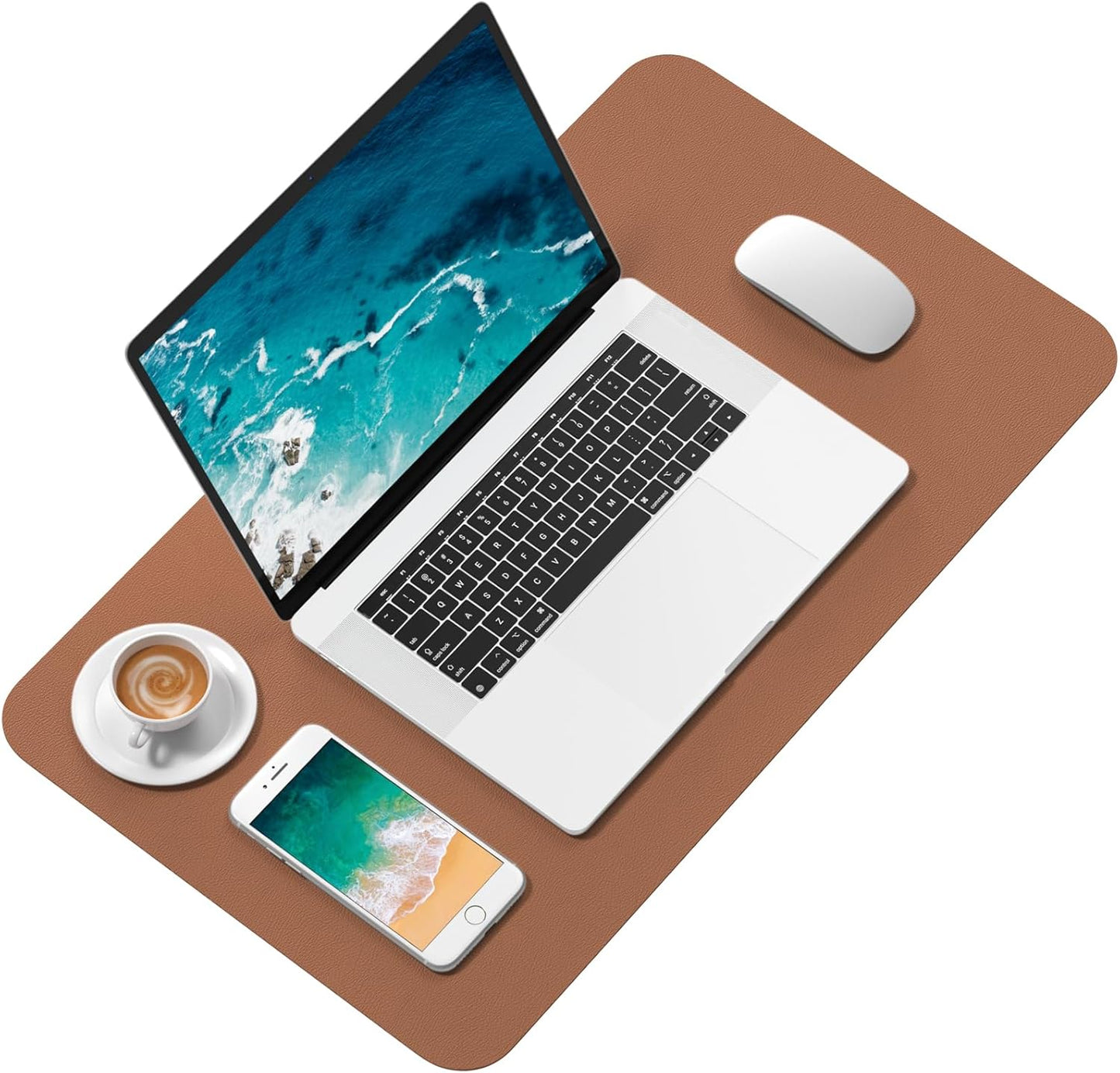 Hsurbtra Desk Pad, 23.6" x 13.8" PU Leather Desk Mat, M Extended Mouse Pad, Waterproof Desktop Blotter Protector, Non-Slip Ultra Thin Small Laptop Keyboard Writing Mat for Office Home, Pink