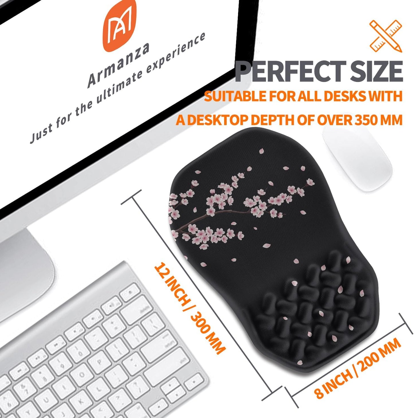 Ergonomic Slope Mouse Pad Wrist Support, Wrist Rest Mousepad for Carpal Tunnel Pain Relief with Massage Bulge and Slow Rebound Memory Foam (12x8 inch, Black)