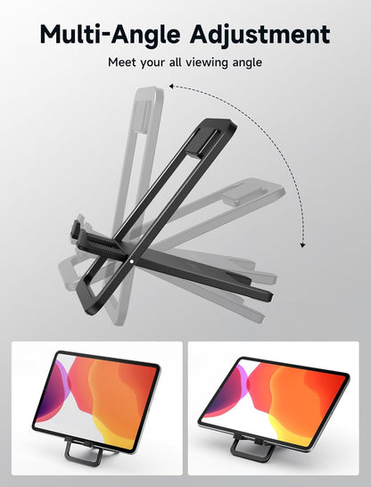 JSAUX Universal Tablet Stand, Portable Foldable Tablet Holder for Desk Compatible with iPad mini/Air, Samsung Galaxy Tab, Kindle Fire, Steam Deck, Switch 2, ROG Ally, iPhone and Other Tablets-Gray
