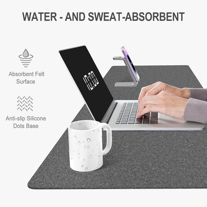 Auhoahsil Felt Desk Mat, Minimalist Large Mouse Pad XXL 35.5 x 15.7 in, Desk Matt for Desktop, Keyboard, Laptop, Computer, Office, Work from Home, Gaming, White