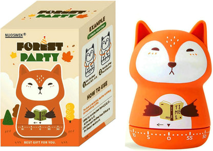 Mechanical Kitchen Timer - Cute Animal Wind Up 60 Minutes Manual Countdown Timer for Kids, Classroom, Home, Study and Cooking - Grey Raccoon