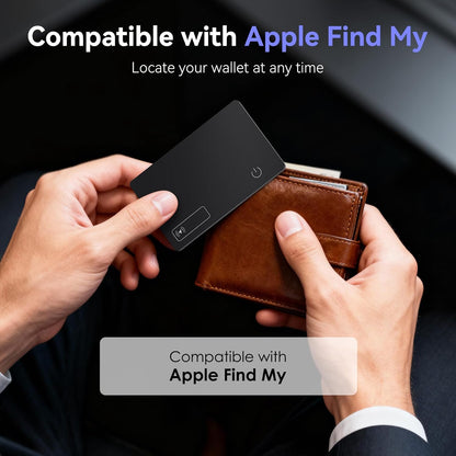 Wallet Tracker Card (Compatible for iOS only), 0.07in Slim Tracking Card, IP68 Waterproof Bluetooth Tracker Compatible with Apple Find My, Wireless Charging Item Locator for Purse, Passports