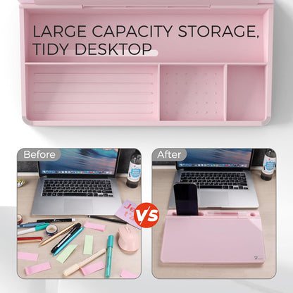 TOWON Small Compact Glass Desktop Whiteboard with Storage – 12 x 7 in Dry Erase Board for Desk, Home Office, School | Includes 5 Markers, Eraser & Holder | Space-Saving Organizer, Aesthetic Rose Gold
