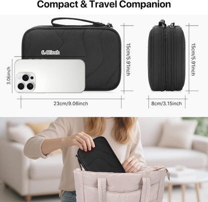 Skycase Tech Pouch - Lightweight Electronics Organizer Travel Case - Double Layers Cable Organizer - All-in-One Storage Bag for Charger, Cord, Phone, Flash Drive, Essentials - XL