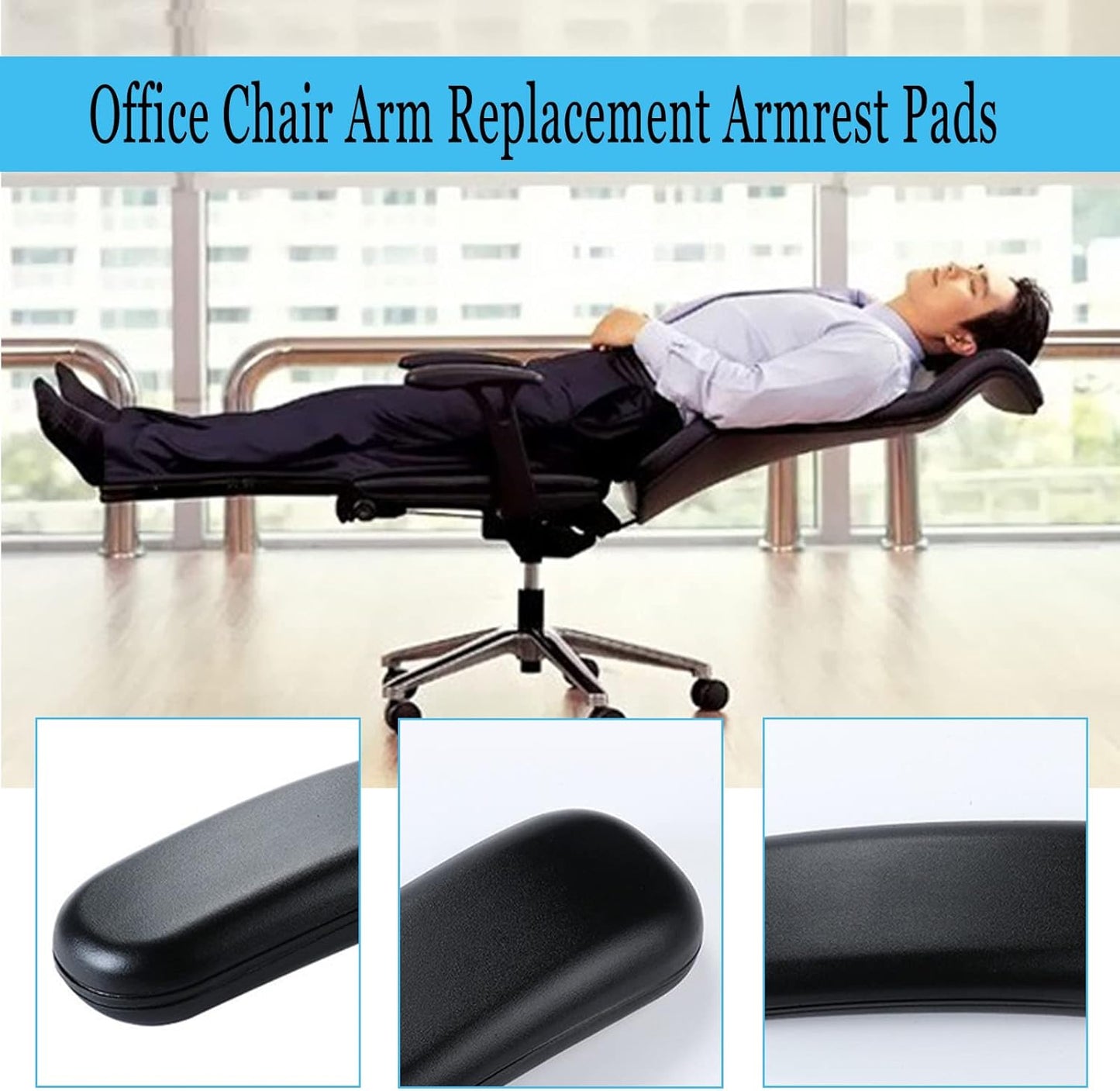 Replacement Office Chair Arm Replacement Armrest Pads Oval Shaped Office Chair Parts Arm Rest for Desk Chair with Mounting Hole Patterns Screws (Fashion)