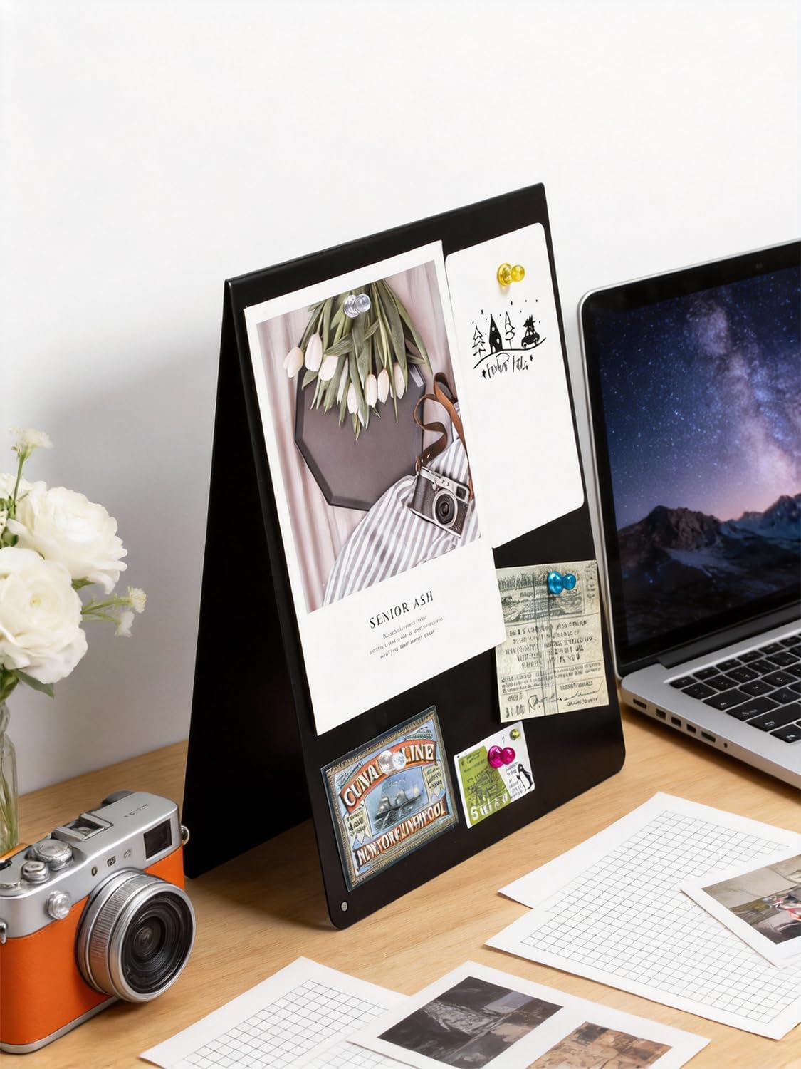 Magnetic Display Board, Metal Magnetic Board for Tabletop Desktop Home Office Decorations