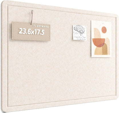 Fluxynara Bulletin Board, 23.6" x 17.5" Cork Board Alternative with 12 Safe Removable Adhesive Tabs, Foldable Felt Pin Board for Home Office, Classroom, Bedroom,Entryway for Walls—Sage
