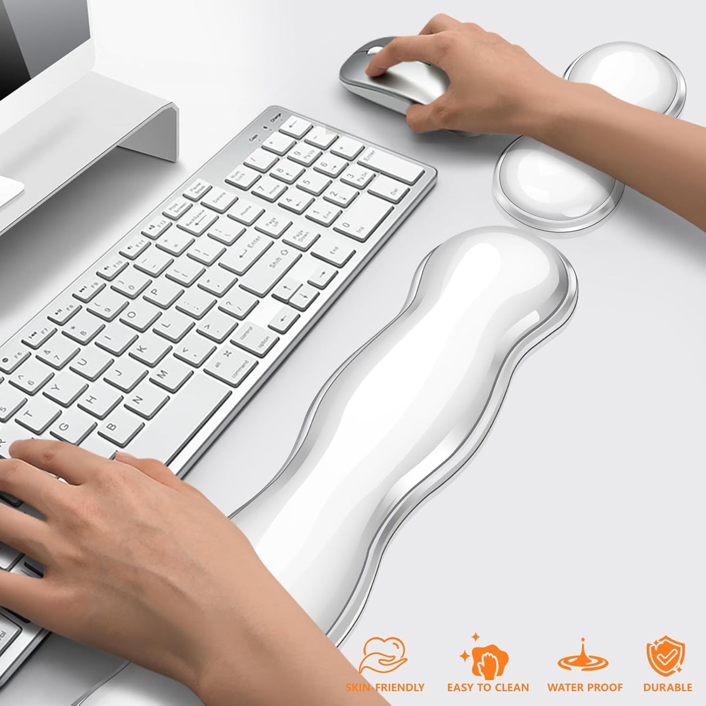 Gel Cloud Keyboard and Mouse Wrist Rest, Cute Wrist Support and Arm Support Keyboard Rest for Keyboard and Mouse Typing Pain Relief，Suitable for Office/Computer/Laptop/Gaming（White）