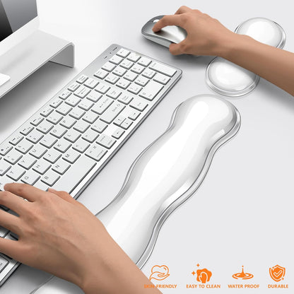 Gel Cloud Keyboard and Mouse Wrist Rest, Cute Wrist Support and Arm Support Keyboard Rest for Keyboard and Mouse Typing Pain Relief，Suitable for Office/Computer/Laptop/Gaming（White）
