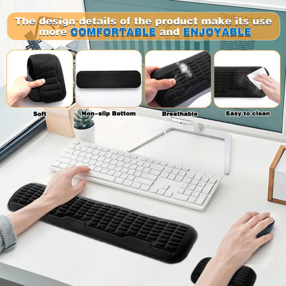 UnivoColors Ergonomic Mouse Wrist Rest,Latest 3.0 Wave Curve Design,High-Resilience Memory Foam Non-Slip Base,Reduces Wrist Fatigue,Ideal for Office Gaming & Long Hours of Use(Black)