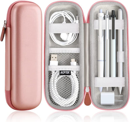 AGPTEK Case Holder for Apple Pencil, Slim PU Leather Carrying Case Pouch Cover Compatible with Apple Pen Accessories, USB Cable, Earphone,Samsung Stylus iPad Pro Pen/Pencil, Recording Pen, Gray