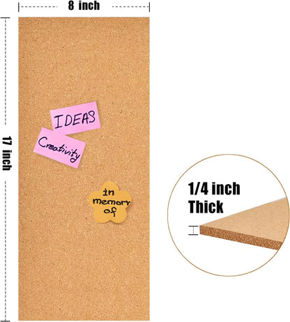 17x8 Corkboard Tiles Bulletin Board, 1/2" Thick Self-Adhesive Cork Boards for Walls, Cork Tiles Vision Board for Home, Office, School, Bulletin Board Decorations(12mm,1pc)