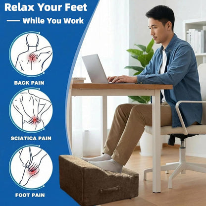Foot Rest Under Desk, Ergonomic Foot Stool, Comfortable Office Footrest with Curved Design, with Washable Cover for Home and Office, Relieves Leg Pressure (Dark Gray)