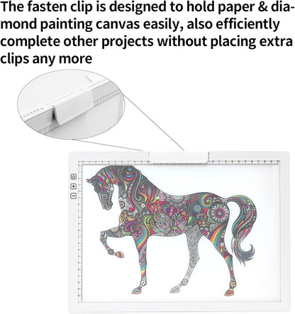 A4 Wireless LED Light Pad with Carry Bag, Innovative Stand and Top Clip, TOHETO Rechargeable Light Box Stepless Dimmable and 6 Levels Brightness Cordless Light Board for Tracing Weeding Vinyl (Black)