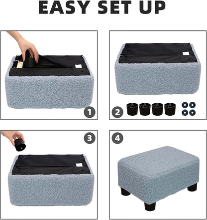 CAROLMADE Small Foot Stool Ottoman Footstool with Legs Under Desk Footrest for Living Room Bedroom and Office, Soft Ivory White