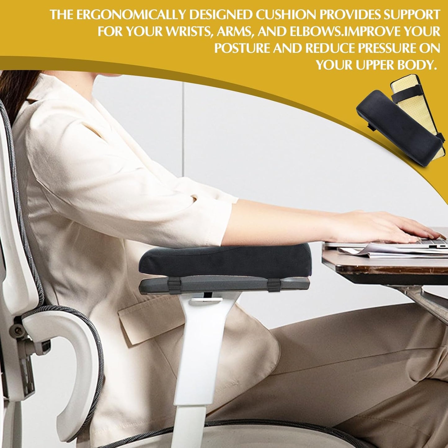 Ysks'hf Office Chair arm Pads,Ergonomic Chair Cushion Help Your arm Rest,Office Chair armrest Cover is Suitable for Computer Chair armrest Pads, Wheelchair armrest Pads(2pcs)
