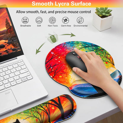 Ergonomic Keyboard Wrist Rest, Mouse Pad with Wrist Rest Anime, Cat Gaming Mousepad with Wrist Support, Memory Foam Wrist Rest Set for Computer Keyboard, Funny Cute Office Desk Accessories