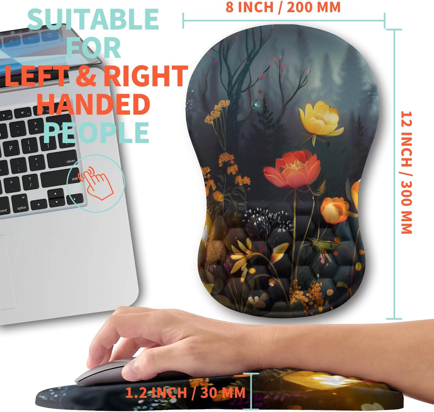 Ergonomic Mouse Pad Wrist Support with Memory Foam Massage Bulge, Carpal Tunnel Pain Relief Mousepad Wrist Rest for Mouse(12x8 inch, Silver Gray Light Purple)