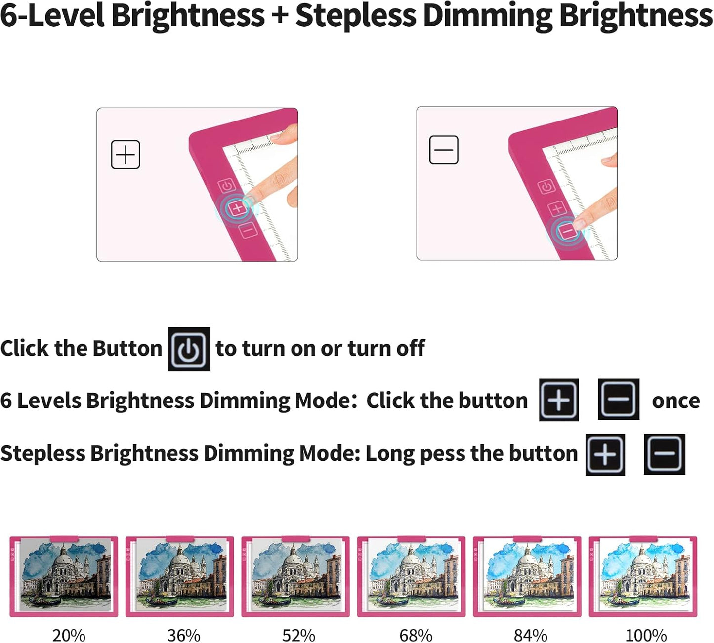 A4 Wireless LED Light Pad with Carry Bag, Innovative Stand and Top Clip, TOHETO Rechargeable Light Box Stepless Dimmable and 6 Levels Brightness Cordless Light Board for Tracing Weeding Vinyl (Black)