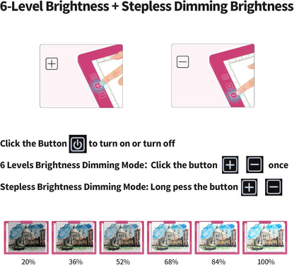 A4 Wireless LED Light Pad with Carry Bag, Innovative Stand and Top Clip, TOHETO Rechargeable Light Box Stepless Dimmable and 6 Levels Brightness Cordless Light Board for Tracing Weeding Vinyl (Black)