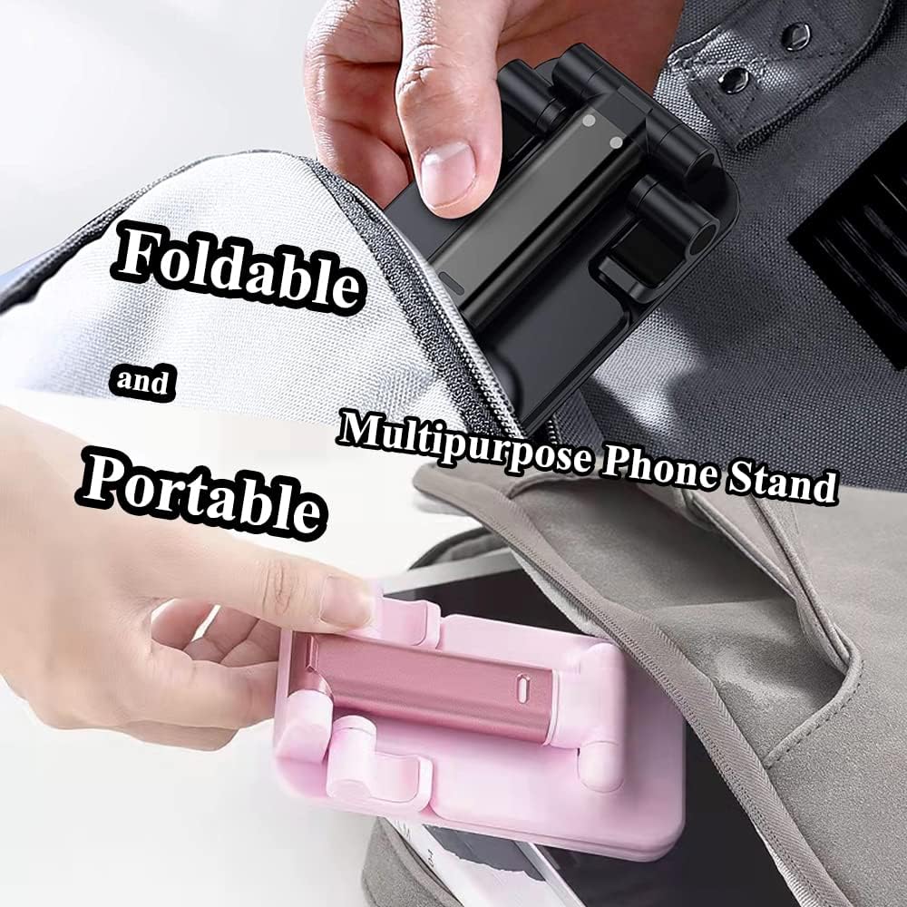 Meetuo 2 Pcs Cell Phone Stand, Adjustable Angle Height Phone Stand for Desk, Fully Foldable/Portable Phone Holder, Compatible with iPhone 17/16/15/14/13/12/Smartphones