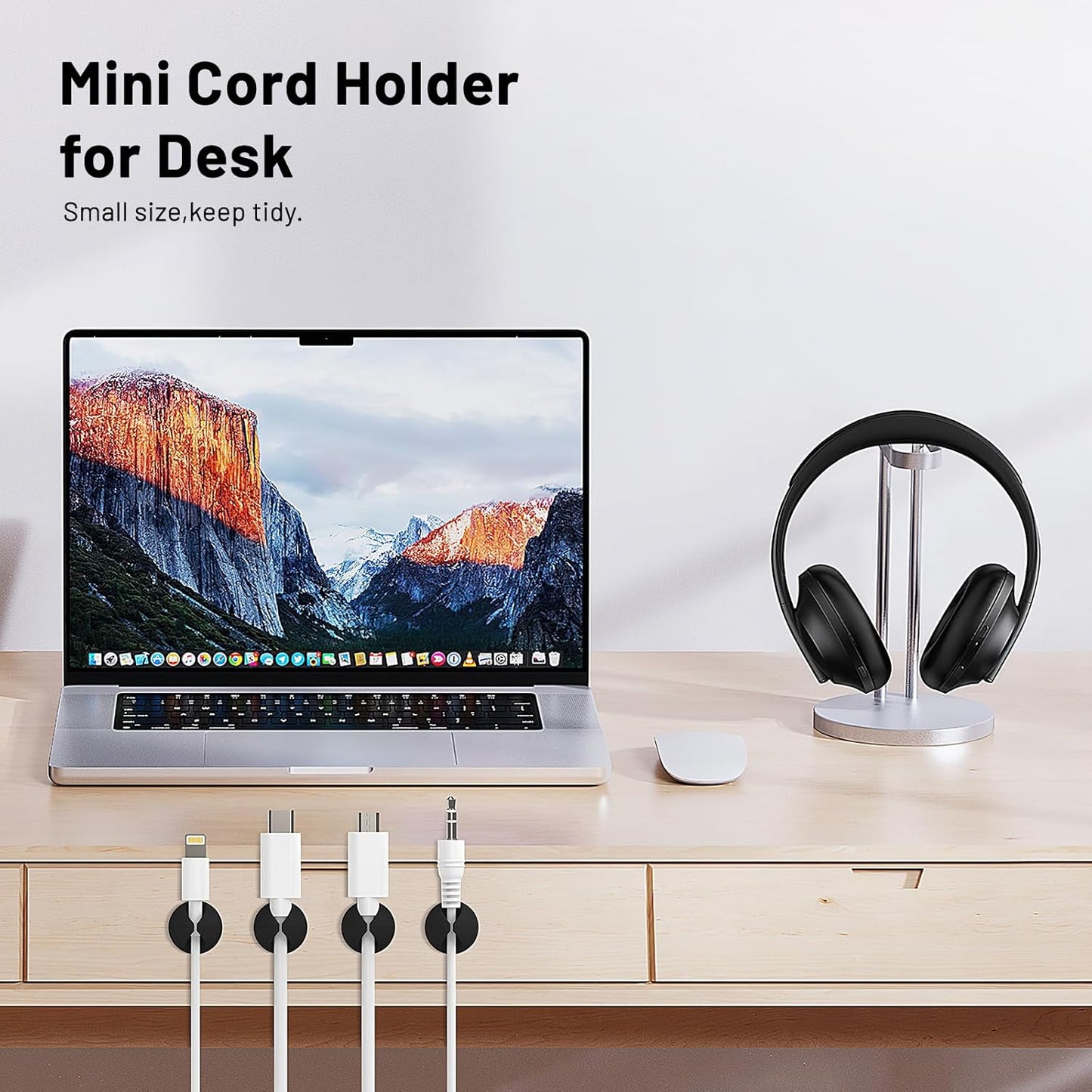 12 Pack Cable Clips, Znben Cord Organizer Holder Adhesive Cable Management Charger Wire Holder Clips for Desk, Home, Office, Car, Cubicle, Nightstand Black