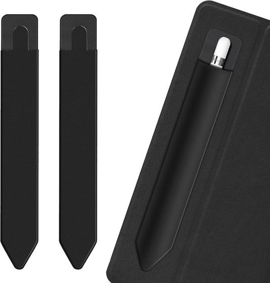 2 Pack Pencil Holder for Apple Pencil 1st 2nd Generation, YUOROS Adhesive Pencil Sleeve for iPad iPad 9th/8th Gen, Tablet Stylus Surface Pen (Black, Black)