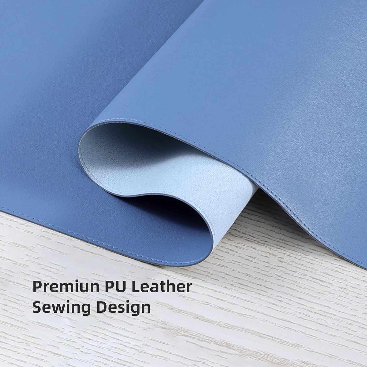 Leather Desk Pad,Wolaile 36x17 inch Large Mouse Pad,Waterproof Non-Slip Writing Desk Blotter,Computer Mat Desktop Protector for Office Home,Black