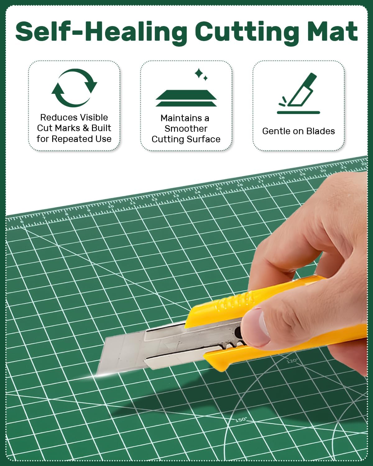 Self Healing Cutting Mat, 23" x 35", Double-Sided Rotary Cutting Mat for Sewing, Quilting, Scrapbooking, Fabric & Craft Cutting Board, (A1), Green