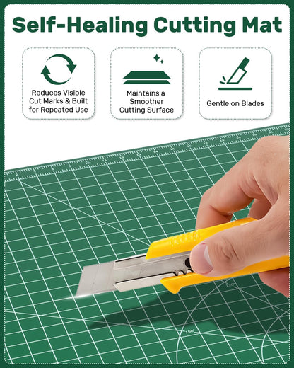 Self Healing Cutting Mat, 23" x 35", Double-Sided Rotary Cutting Mat for Sewing, Quilting, Scrapbooking, Fabric & Craft Cutting Board, (A1), Green