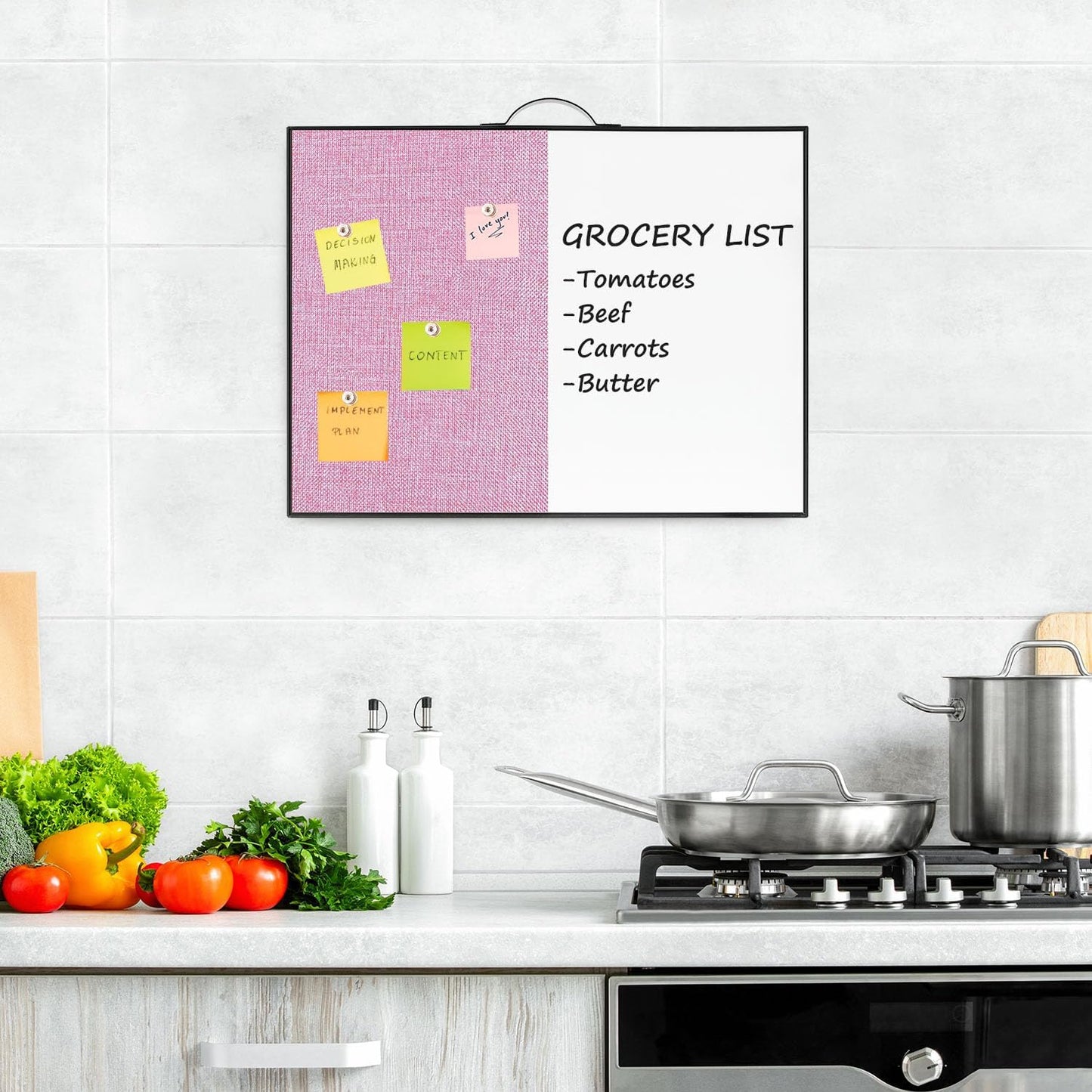 TSJ OFFICE Small Whiteboard Cork-Board - 16" X 12" Portable Aluminum Black Framed Magnetic Dry Erase Board, Small Bulletin Cork Board with Holder for Office, Home and School