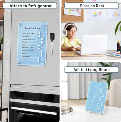 NiHome Acrylic Magnetic to Do List Planning Board with Sliders & Desktop Stand, Chore Chart for Kids & Adults, Checklist Routine Chart Task Board for Fridge & Desk, for Magnetic Metal Surfaces Only